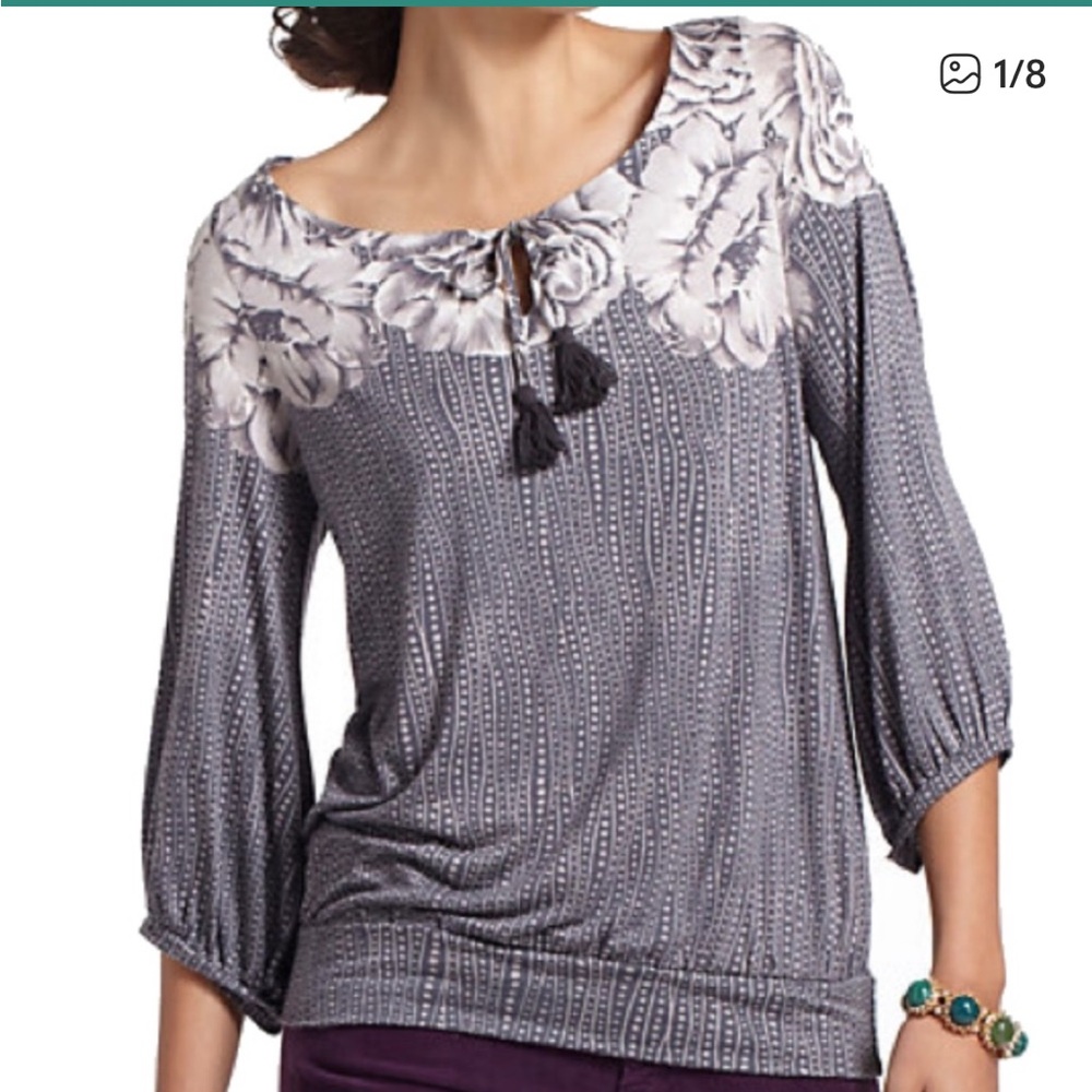 Stylish shades of gray Anthropologie Deletta blouse XS